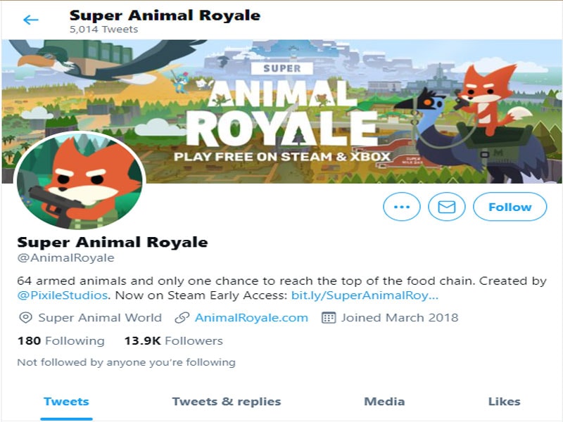 Super Animal Royale Twitter handle