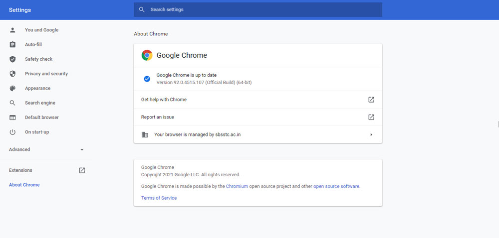 Updating Chrome or Application to the Latest