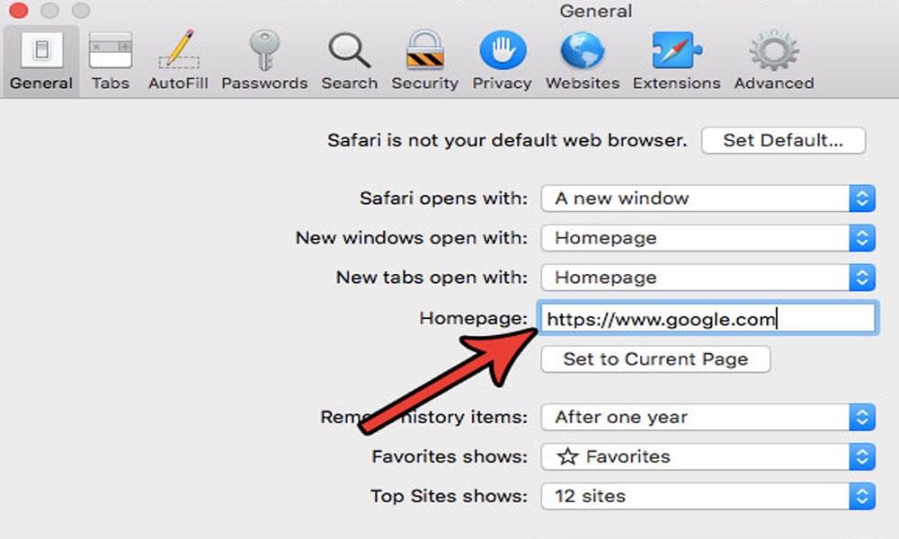 Change Your Homepage in Safari Browser on Macbook