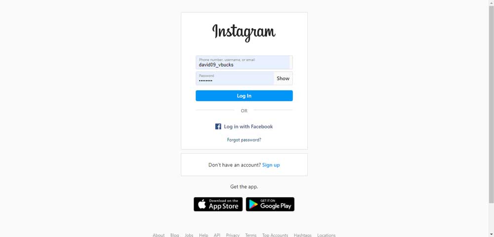 Login to your Instagram account in browser