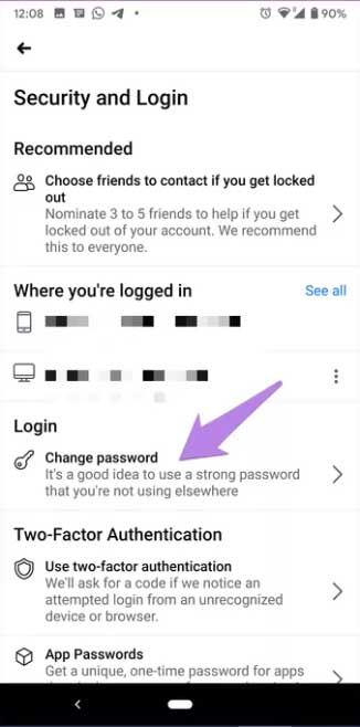 Change Facebook Passqord