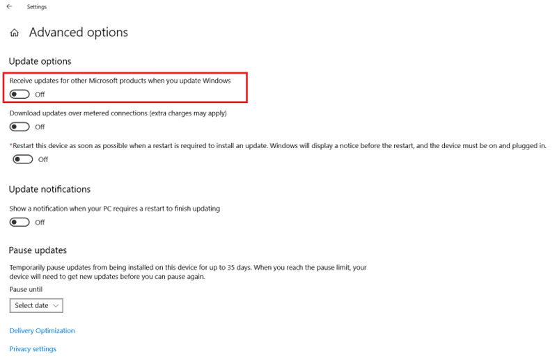 Receive Updates for Other Microsoft Products When You Update Window