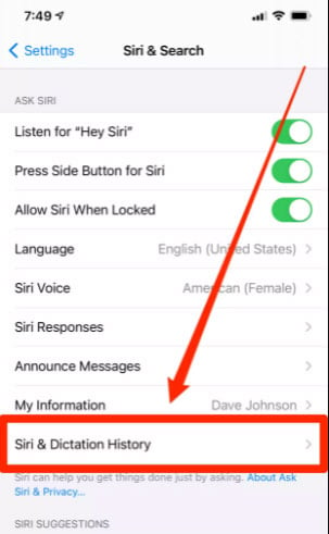 Delete Siri history in iPhone