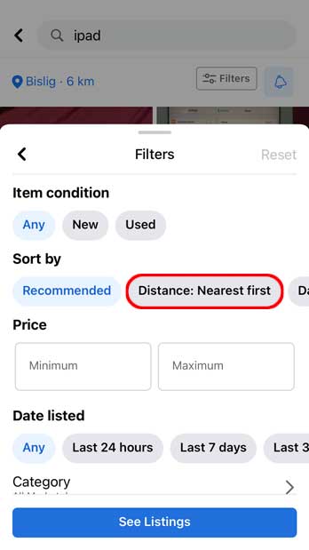 Distance: Nearest First on Android 