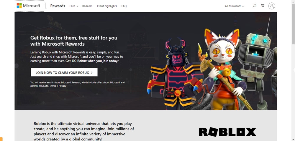 roblox rewards microsoft