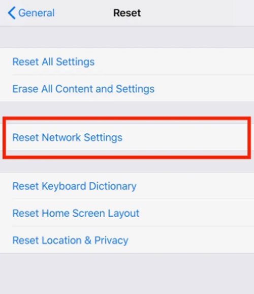 Reset Network Settings on iPhone