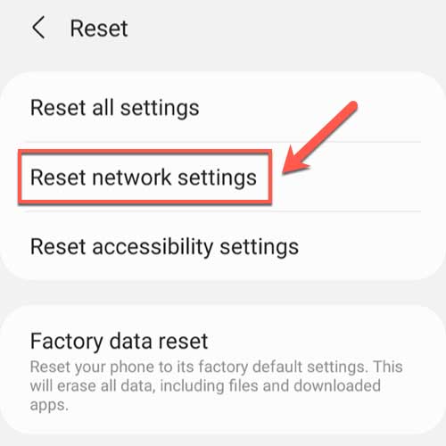 Reset network setting