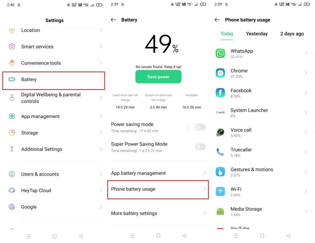 Phone Battery Usage - Oppo 