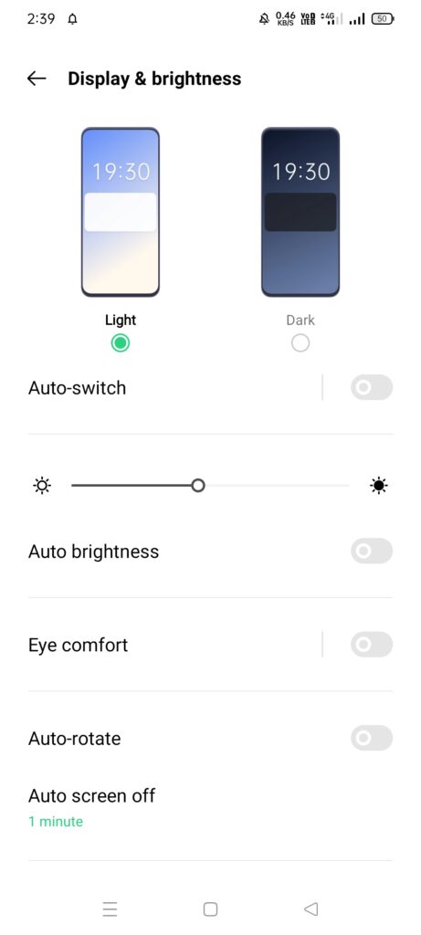 Brightness Settings - Oppo 