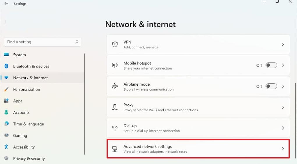 Advanced Network Settings