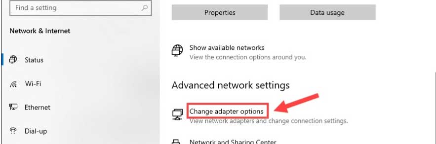 change adapter settings