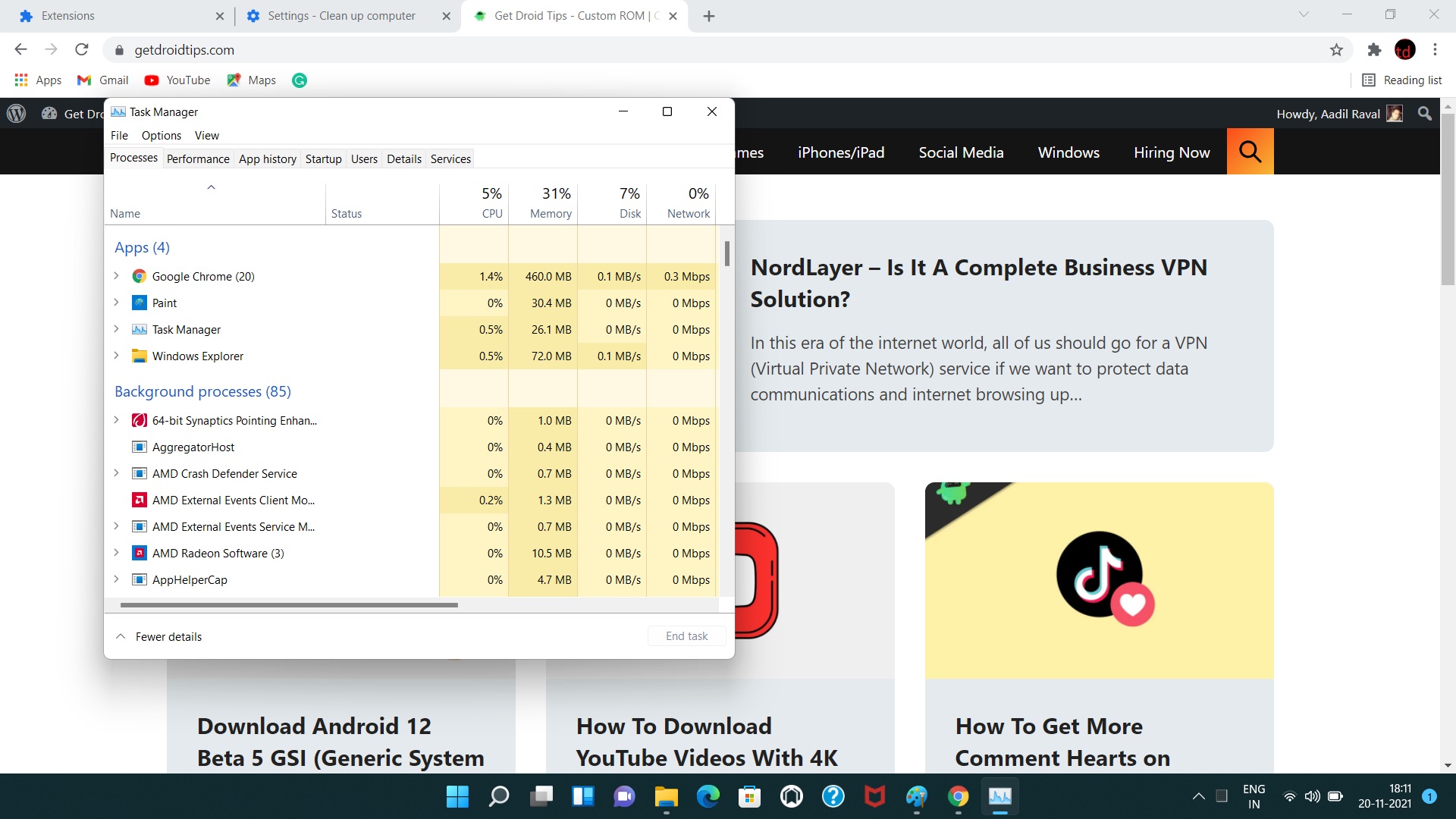 Google Chrome Task Manager