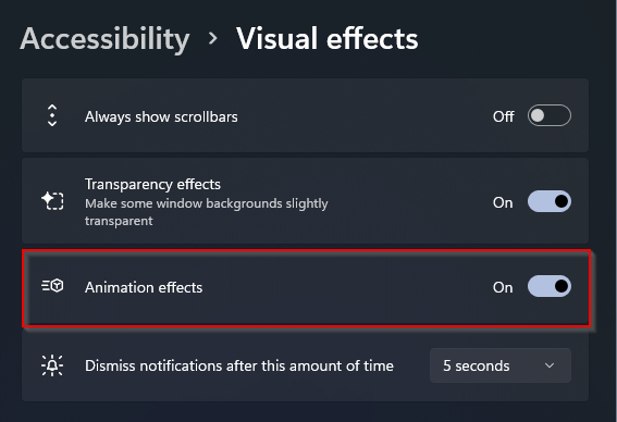 How to Turn Off Ani­ma­tions in Win­dows 11