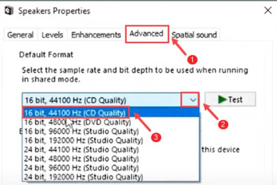 16 bit, 44100 Hz (CD Quality)