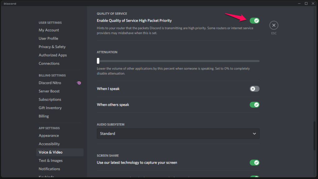 Enable Quality Service in Discord (4)