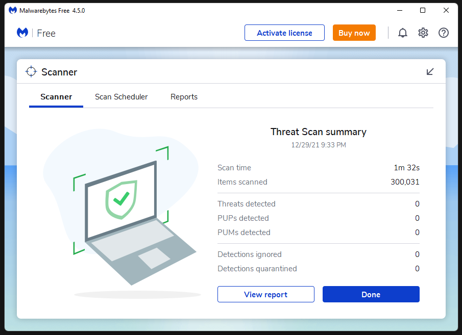 Malwarebytes Scan Results