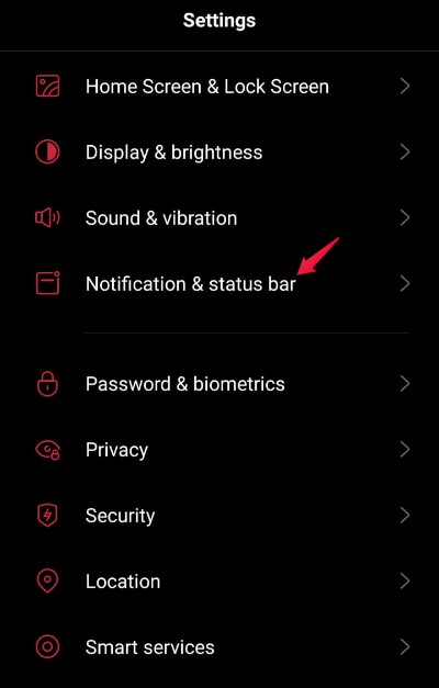 Notification and Status Bar