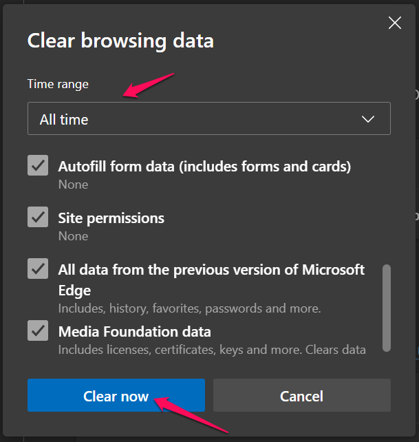 Clear Browser Saved Form Data in Edge (5)