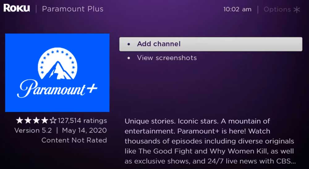 Paramount App Roku
