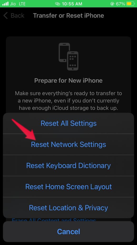 Reset Network Settings