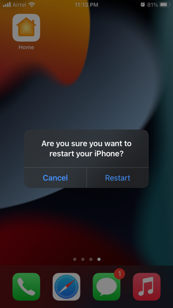 Restart iOS 15 Device