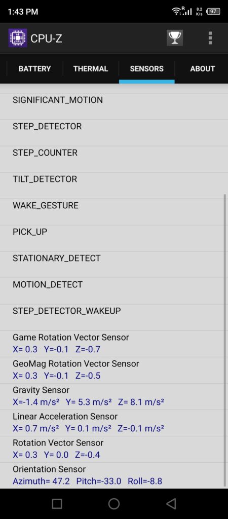 Sensors Status (4)