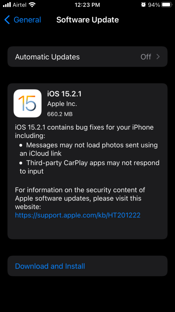 Update iOS Softwre