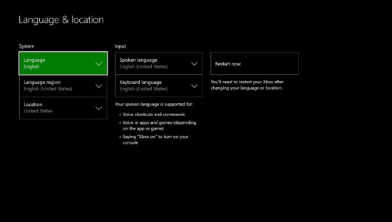 Change your location in Xbox