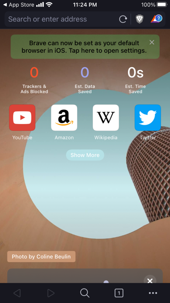 Brave Browser on iPhone