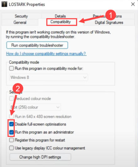Run Lost Ark as administrator 