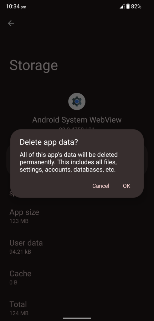 Clear WebView Data on Android Device (8)