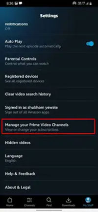 Manage your Prime Video Channels