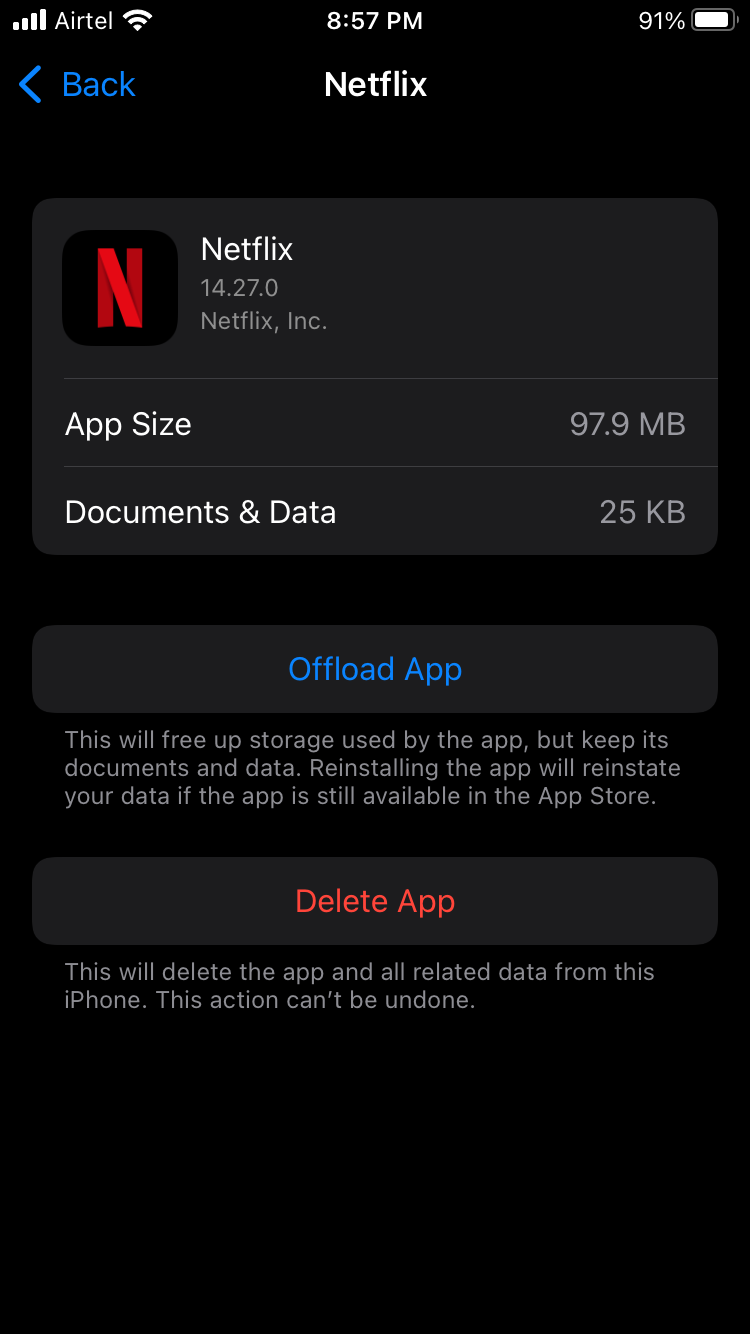 Offload Netflix App in iOS Device (6)