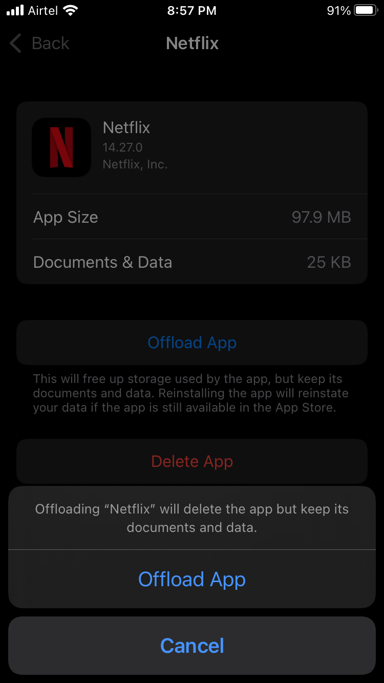 Offload Netflix App in iOS Device (7)