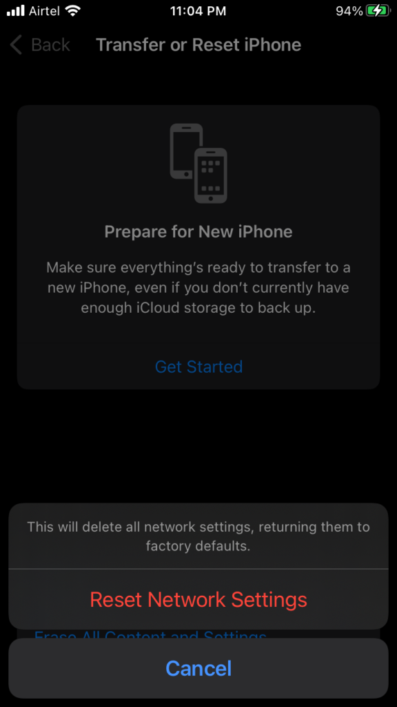 Reset Network Setings in iOS Device (7)
