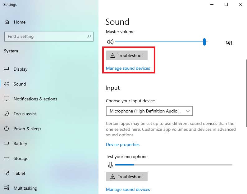 Troubleshoot Sound Settings