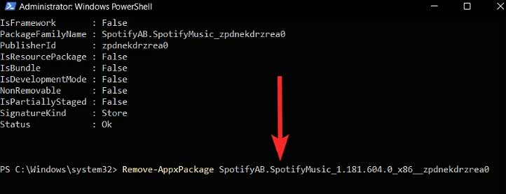 Remove-AppxPackage SpotifyAB.SpotifyMusic_1.181.604.0_x86__zpdnekdrzrea0