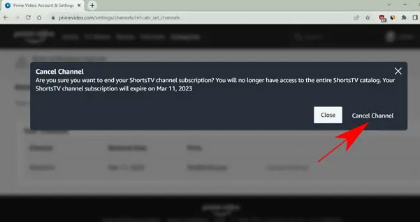 Cancel Channel using Web version