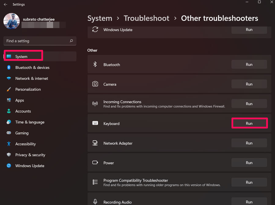 Use Device Troubleshooter