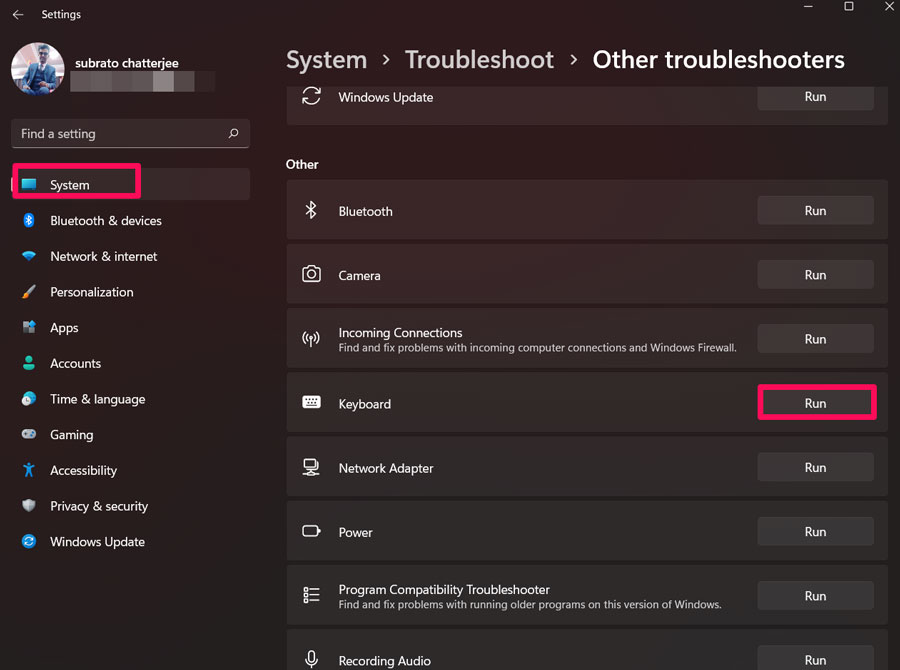 Use Device Troubleshooter