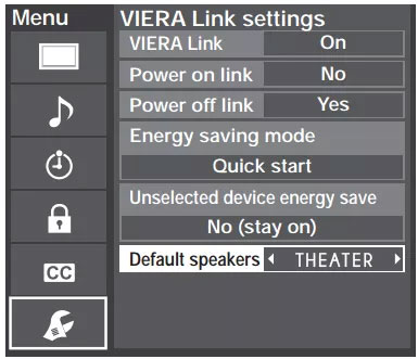 VIERA Link Settings 