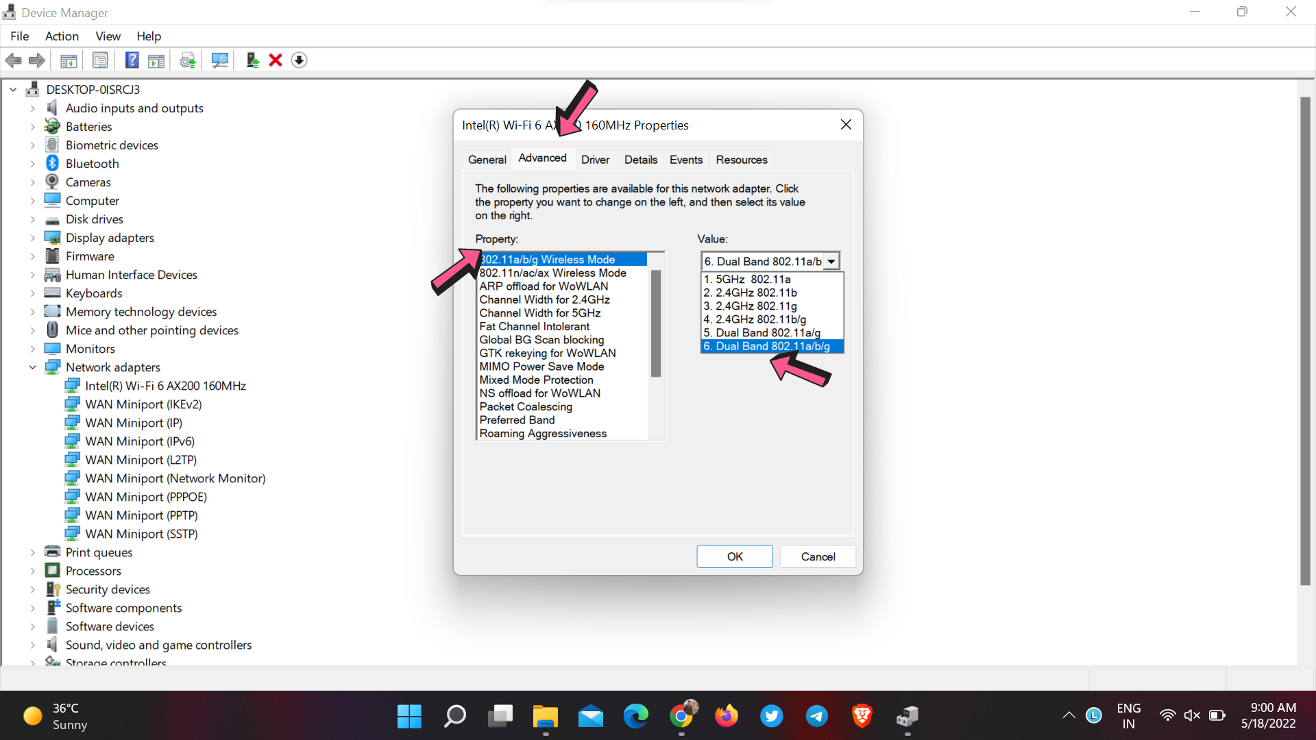 Advanced Network Adapter settings