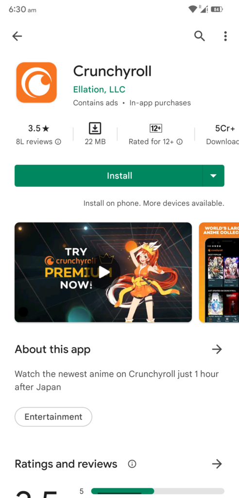 Crunchyroll on PlayStore
