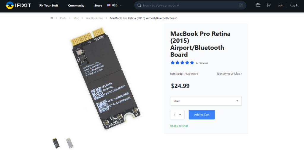 MacBook Pro Retina (2015) Wi-Fi Board