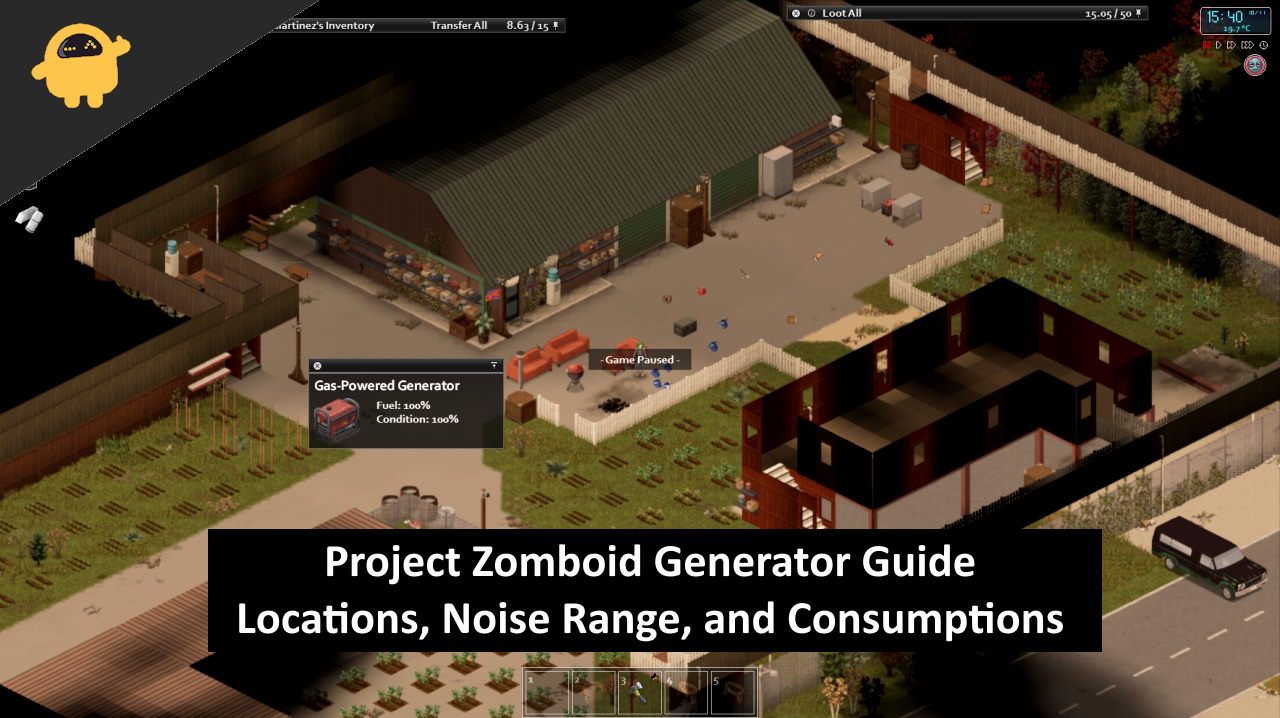 Project Zomboid Generator Guide - Locations, Noise Range, and Consumptions