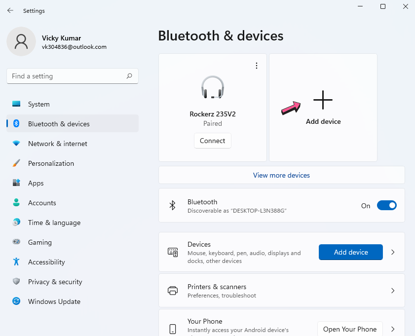 Bluetooth add button