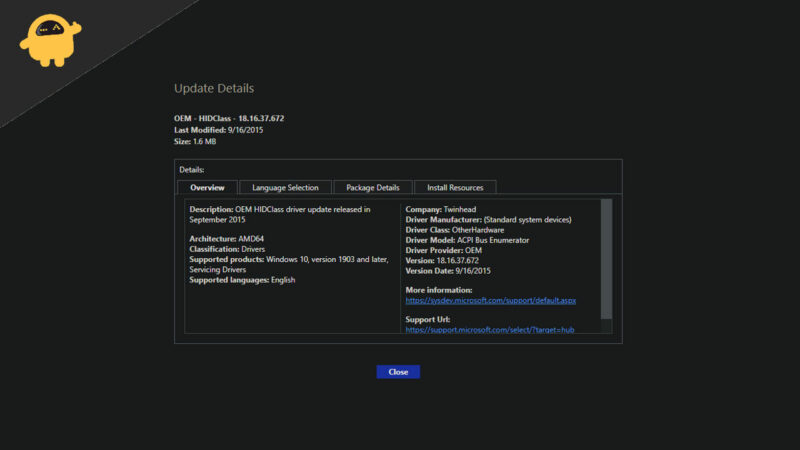 How to Fix OEM HIDClass 18.16.37.672 Not Installing On Windows 1110