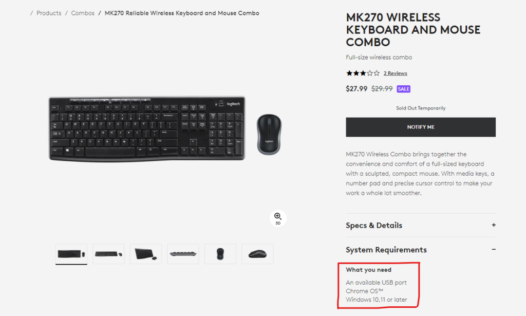 Logitech MK270 Compatibility Problems