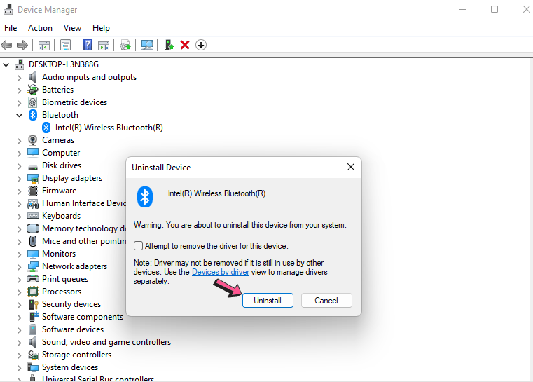 Uninstall Bluetooth Drivers