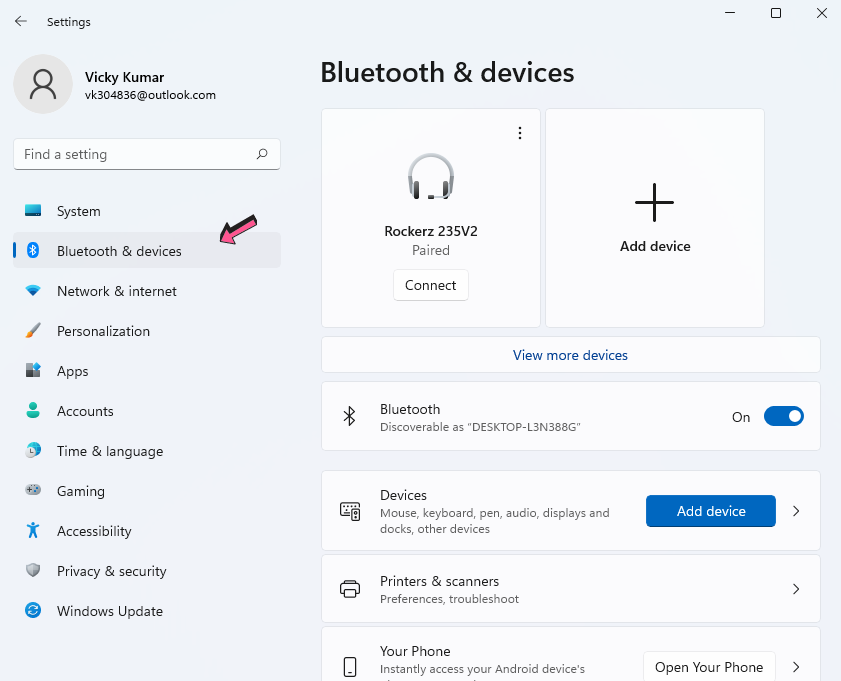 Windows 11 - Bluetooth Settings